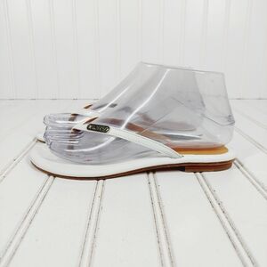 Michael Kors White Slip On Thong Hardware Detail Summer Flat Sandals B436